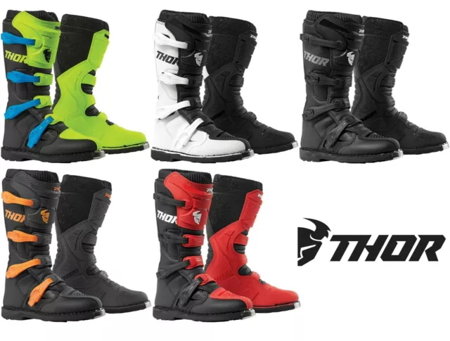 Thor Blitz Xp Boots Motocross Mx Bike Adults Mens Black White Orange Red Acid