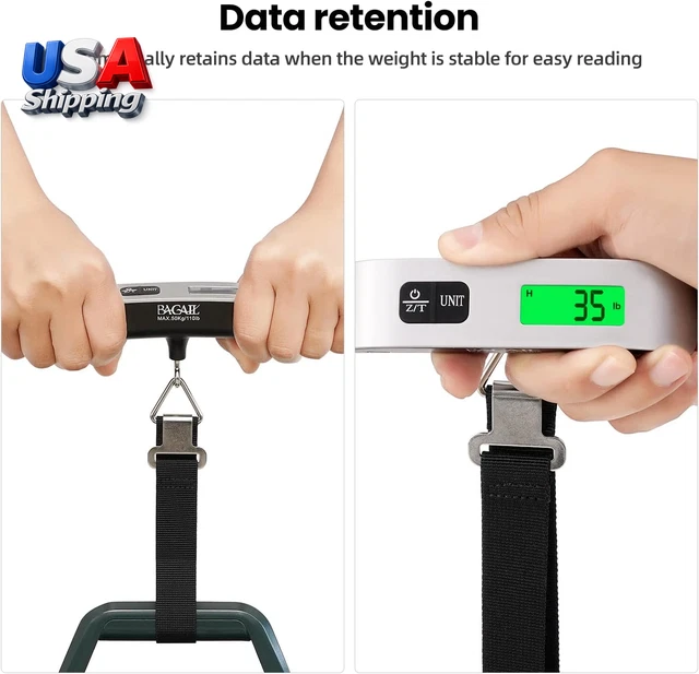 DIGITAL LUGGAGE SCALE, 110Lbs Hanging Baggage Scale with Backlit LCD ...