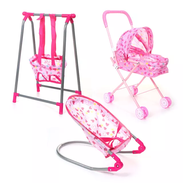 Doll House Accessories Rocking Chairs Swing Bed Dining Chair Baby Play Ho Q❤ NM