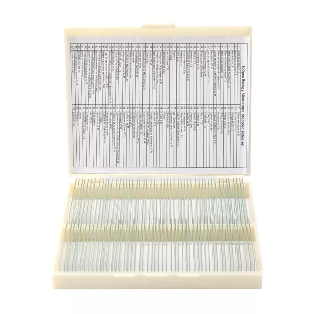 100PCS/Set Biological Glass Sample Prepared Animal Plants Microscope Slides L1Q4