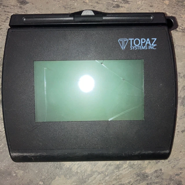 Topaz T-LBK755SE-BBSB-R LCD Signature Pad FOR PARTS AS-IS CRACKED PLASTIC