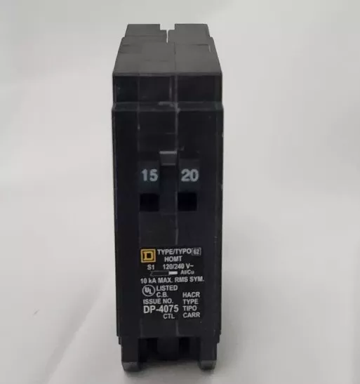 Square D HOMT1520CP AC Single-Pole Tandem Circuit Breaker 15-20A 120/240V