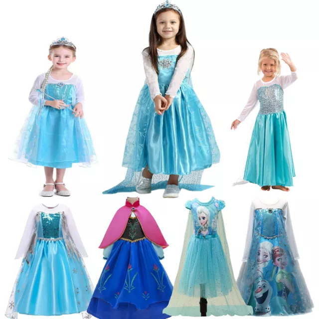 Costume Fancy Princess Frozen Birthday Girls Cosplay Party Elsa Anna Dress Gift