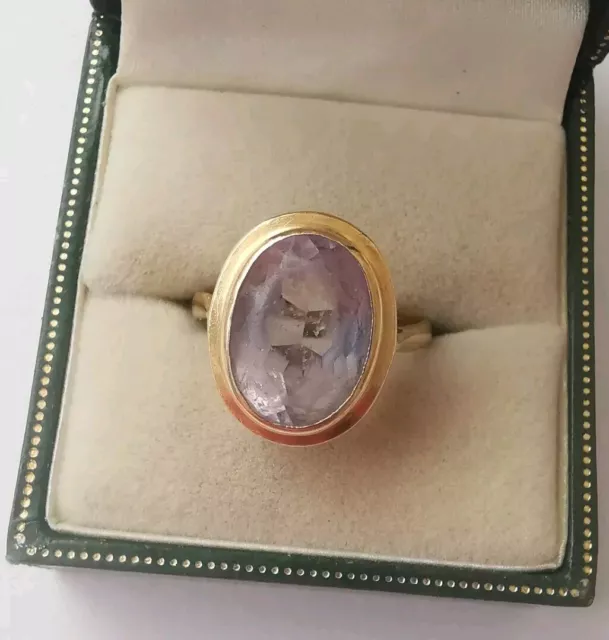 Vintage 9ct Yellow Gold Amethyst Ring, Size Q. R42H