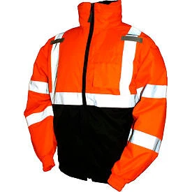 Tingley J26119 Bomber II Hooded Jacket, Fluorescent Orange/Red/Black, XL Tingley