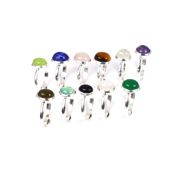 WHOLESALE 11PC 925 SOLID STERLING SILVER LABRADORITE MIX RING LOT u430