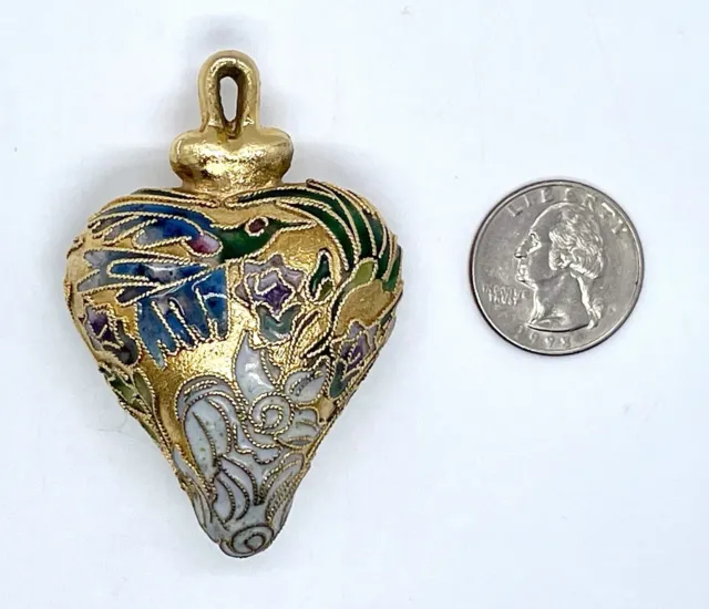 Vintage NYCO INTERNATIONAL Cloisonne Enamel Hand Decorated Puffed Heart