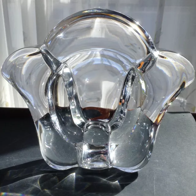 Beautiful Scarce Orrefors Heavy 1.4kg Crystal Lars Hellsten ‘Tulpan’ Bowl