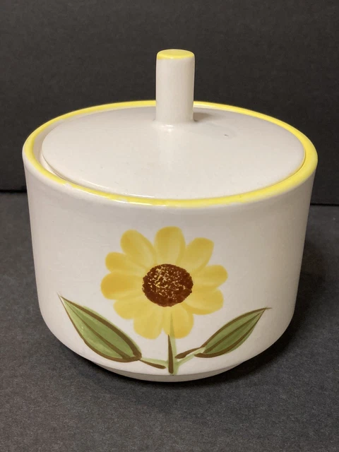 Vintage Hand Decorated Satin-Stone By Hara Jubilee Sunflower Covered Jar Japan