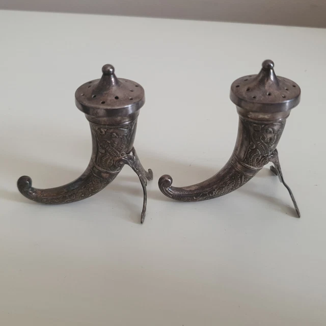 Silver Norwegian Pepper Horns 830s Norsk Mönster