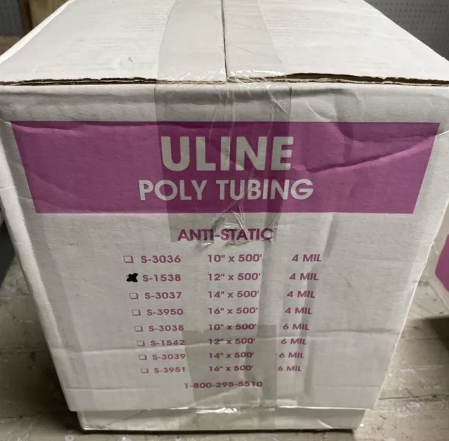 Roll Pink Anti-Static Poly Tubing 12" x 500' Heavy-Duty Poly Tubing 4 mil S-1538