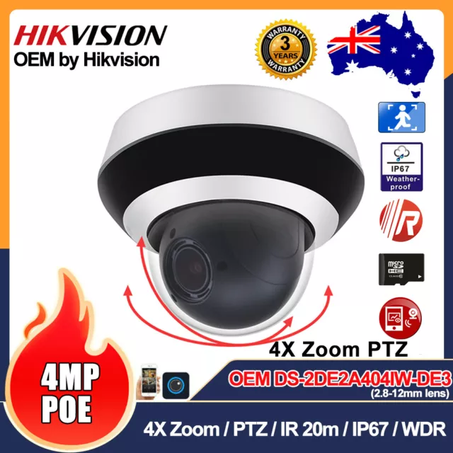 Hikvision 4MP PTZ 4X Zoom IP Camera OEM DS-2DE2A404IW-DE3 POE IR WDR HD Outdoor