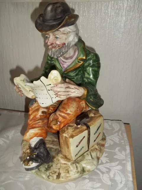 Capodimonte Style Tramp Sitting On A Box Reading The Paper Figure