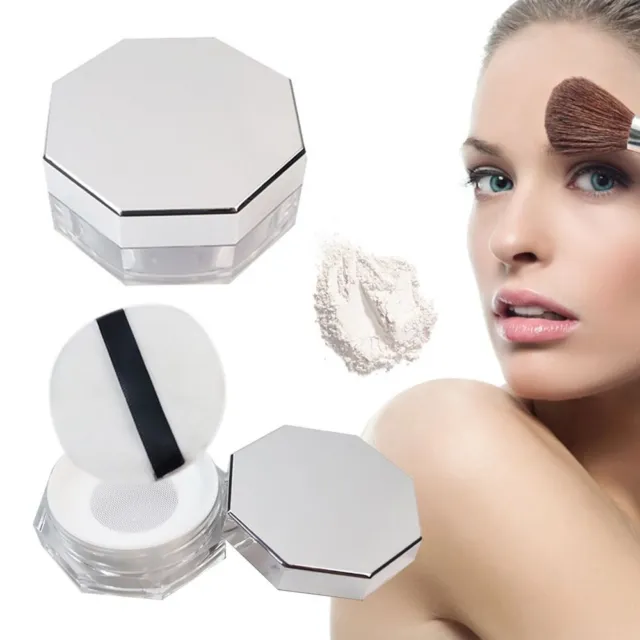 Plastic Loose Powder Container Silver Cosmetic Container  Makeup Tool