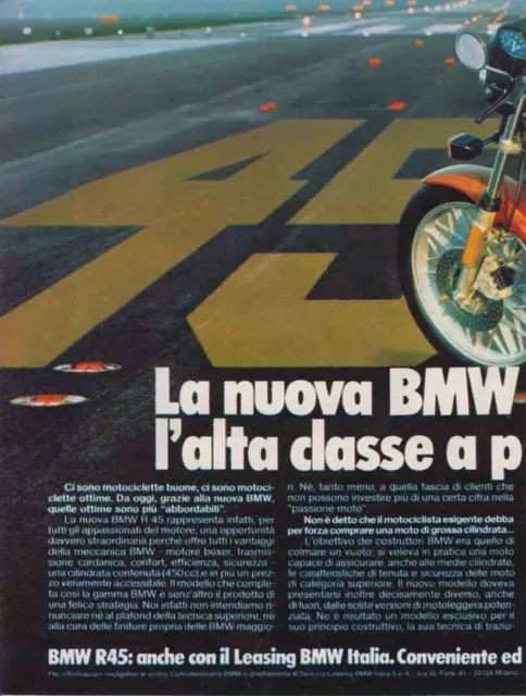 advertising Pubblicità brochure-MOTO BMW R45 1978--MAXIMOTO-EPOCA