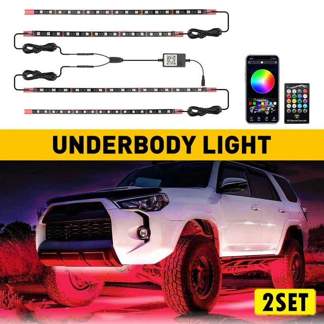 2set 4in1 Car RGB LED Lights Strip Interior Atmosphere Lamp Decor Trim Remote Co