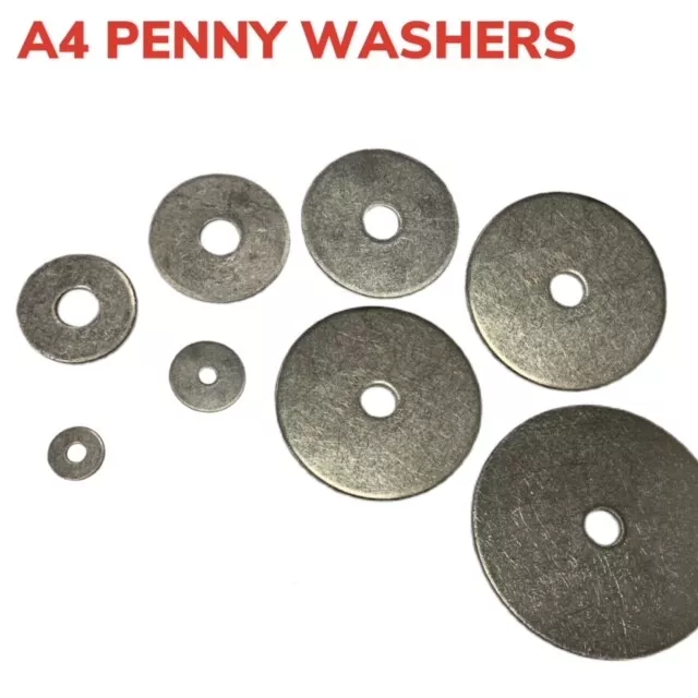 Penny Washer Stainless Steel Repair Mud Guard A4 Marine Grade 316