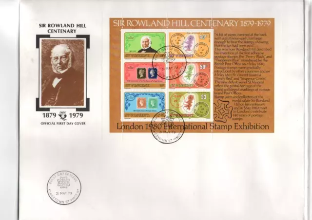 St Vincent 1979 - Sir Rowland Hill grande FDC de colección BK1