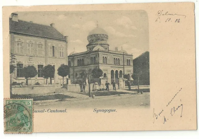 Judaica Old Postcard Jewish Synagogue Delme France