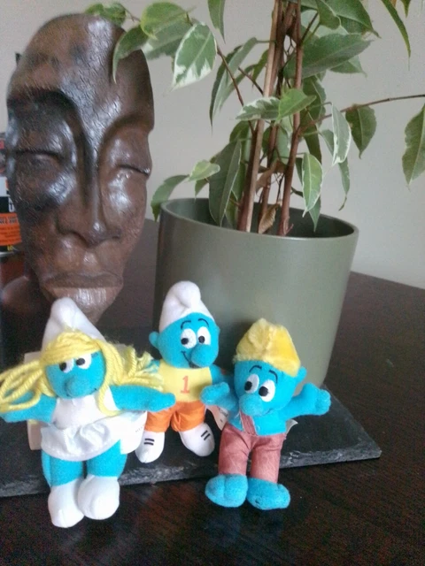 Vintage 1999 Mcdonalds Happy Meal Schlümpfe X3 Sammlerstück Plüschtier