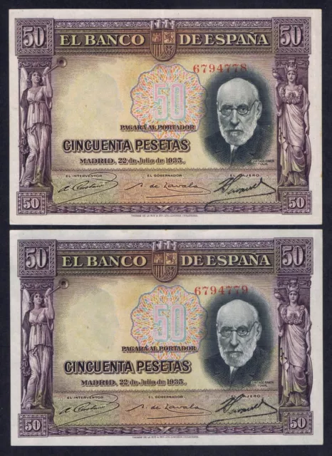 Pareja 50 pesetas 1935 Ramon y Cajal. MBC+