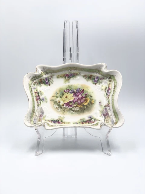 Antique Carl Tielsch (CT) Altwasser  Porcelain Floral Dish Germany