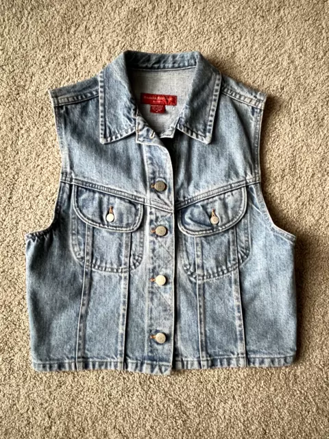 Vintage Banana Republic Denim Vest Womens Medium USA Made Blue Jean Cotton Y2K