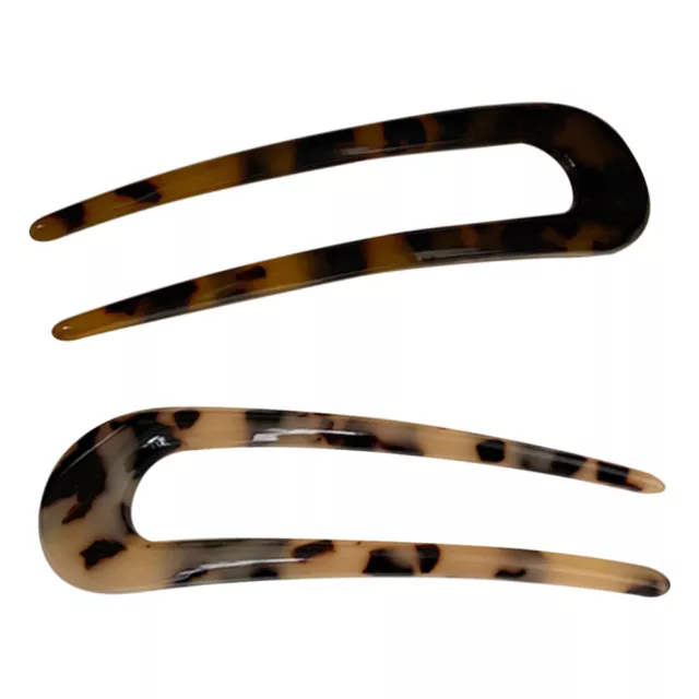 2 Pcs Simple Hairpin Lady Barrettes Chopstick Bun Styling Bride Leopard Print