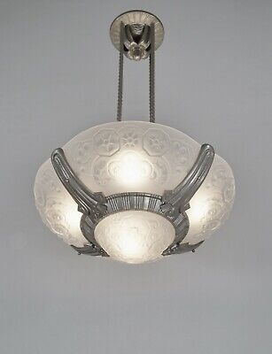 MULLER FRERES & PETITOT : signed FRENCH 1930 ART DECO CHANDELIER  .......  1925
