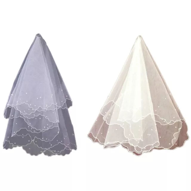 Wedding Dress Veil Layers Tulle Ribbon Edge Bridal Veils Women Accessories