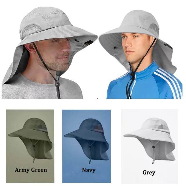 Sun Fisherman Hat Neck Flap Breathable Sport Wide Brim Travel Sunscreen Cap New