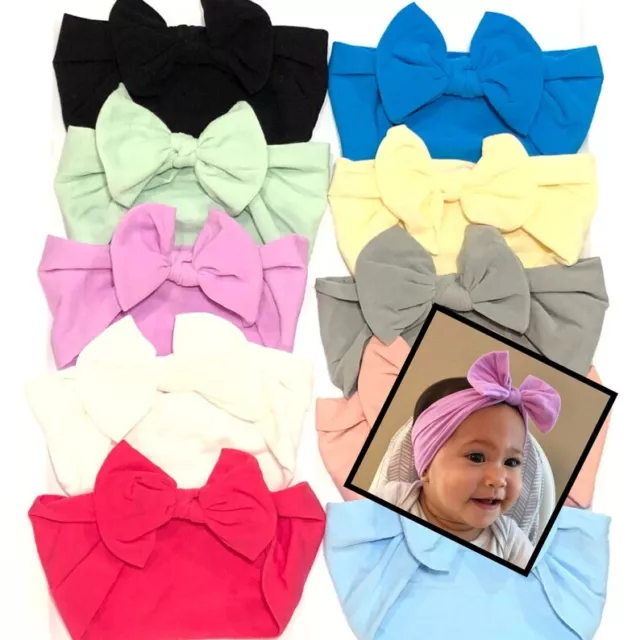 10 Pack Colorful Bow Headbands set baby toddler girl nylon bulk wholesale lot