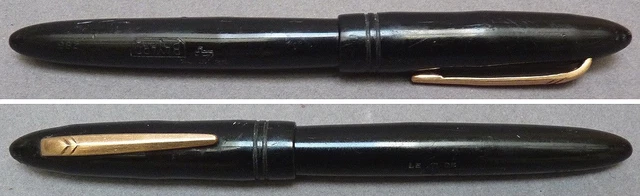 Stylo Plume Ancien En Bakélite Noir - À Réservoir - Plume Ronde Percée - Occasion Vintage