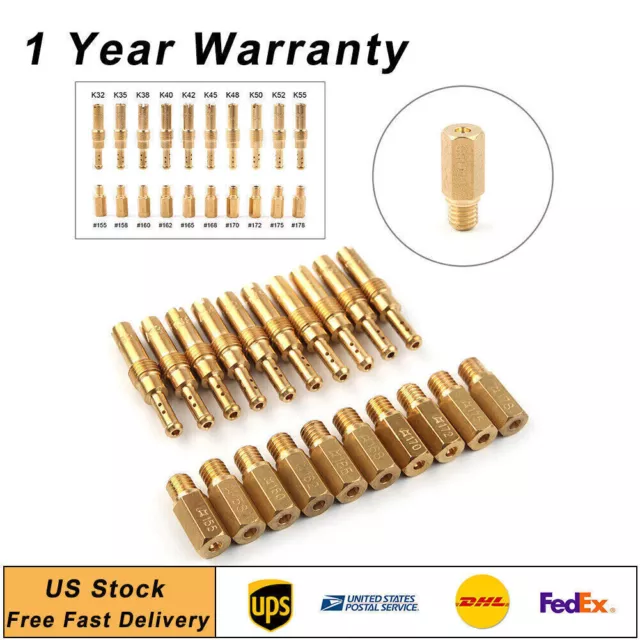 20pcs Carburetor Main Jet Kit Slow/Pilot Jet Set Kit Fit PWK Keihin OKO CVK Type
