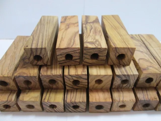 10 ~Pre-Drilled 7mm ( 1/4")~ Bethlehem Olive Wood Pen Blanks.2 1/2 X 3/4" Square