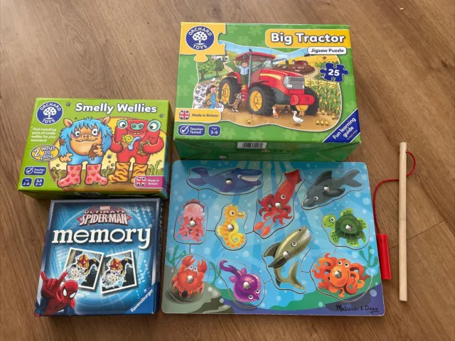 Kids Toys Games Bundle Inc Orchard Toys Smelly Wellies, Melissa & Doug Fishing