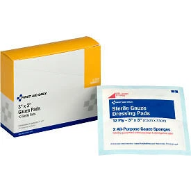 Almohadillas de gasa estériles, 3"" x 3", 10/Caja Acme United Corp. 3-200 738743032001