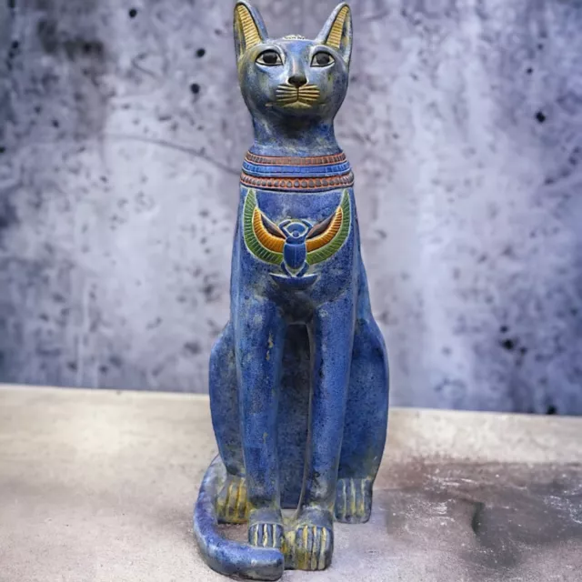 ANCIENT EGYPTIAN ANTIQUITIES Statue Large Of Goddess Bastet Cat Made Heavy Stone