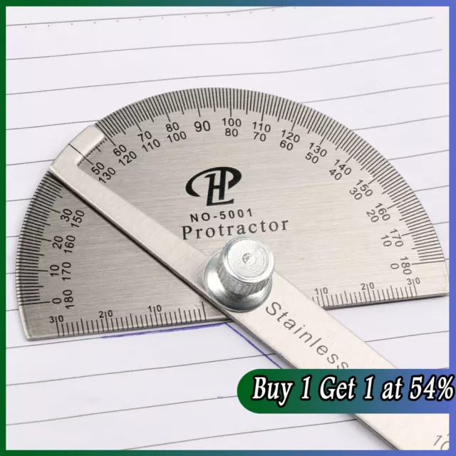 Stainless Steel Angle Ruler 180° Protractor Round Finder Arm Measuring Tool UK