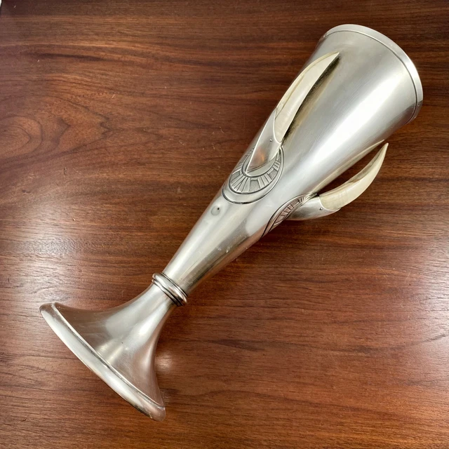 Rare Spectacular Swedish Art Deco 880 Solid Silver & Horn Vase No Monogram 13"