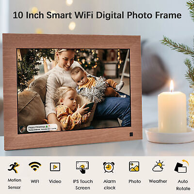 Digitaler Bilderrahmen 10.1 Zoll WLAN Elektronischer Fotorahmen mit 16GB Speicher HD Touchscreen Display Fotos teilen über Frameo APP Anywhere Geschenk für Familie und Freunde Auto-Rotate 