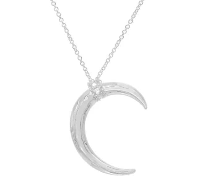 RLM White Bronze Moon Pendant Rolo Link Chain Necklace 26"+2" SilverTone