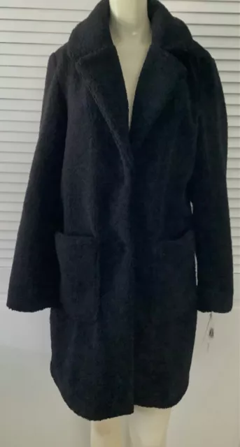 French Connection Vegan Faux Fur Teddy Coat Black Women's Size Small NWT