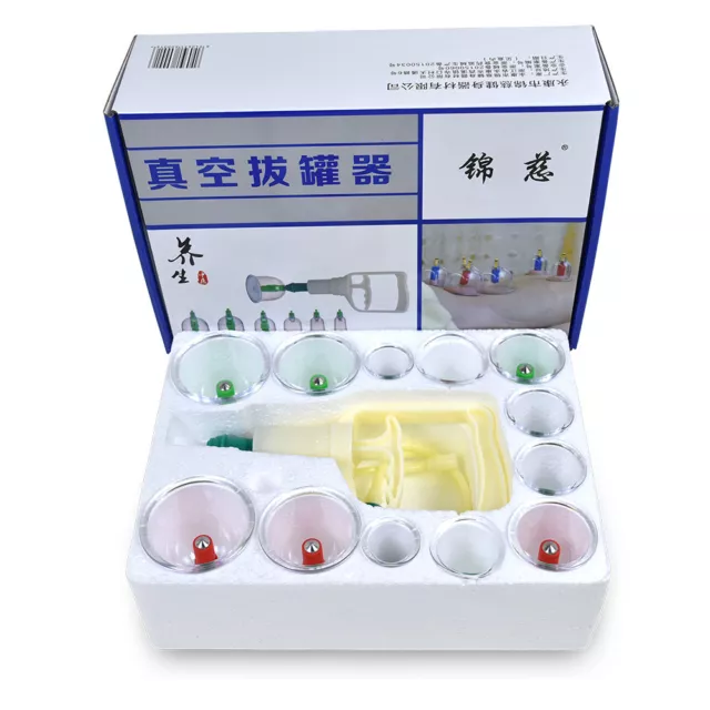 12 Cups/set Medical Chinese Vacuum Cupping Body Massage Healthy Therapy Tool AU