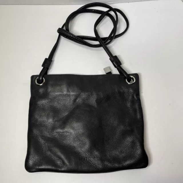 Margot New York Black Soft Pebble Leather Top Zip Small Crossbody Bag Organizer