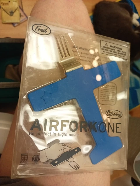 Fred Air Fork One Silicone Airplane Blue Baby Children Utensil New