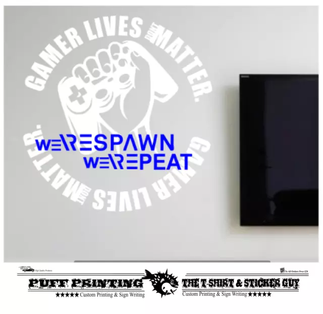 Gamer Lives Eat Sleep Game Repeat Gamer Wall Art Decals Stickers Various Colours