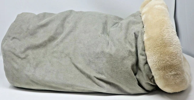 Pet Dog Cat Kitten Puppy Bed Cave Plush Machine Washable Sanitized Gray