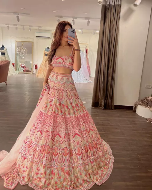 Lengha Indian Wedding Party Pakistani Designer Choli Wear Bollywood Fullystitche