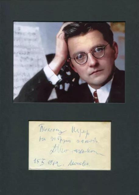 RUSSIAN COMPOSER Dimitri Shostakovich autograph, signed card mounted